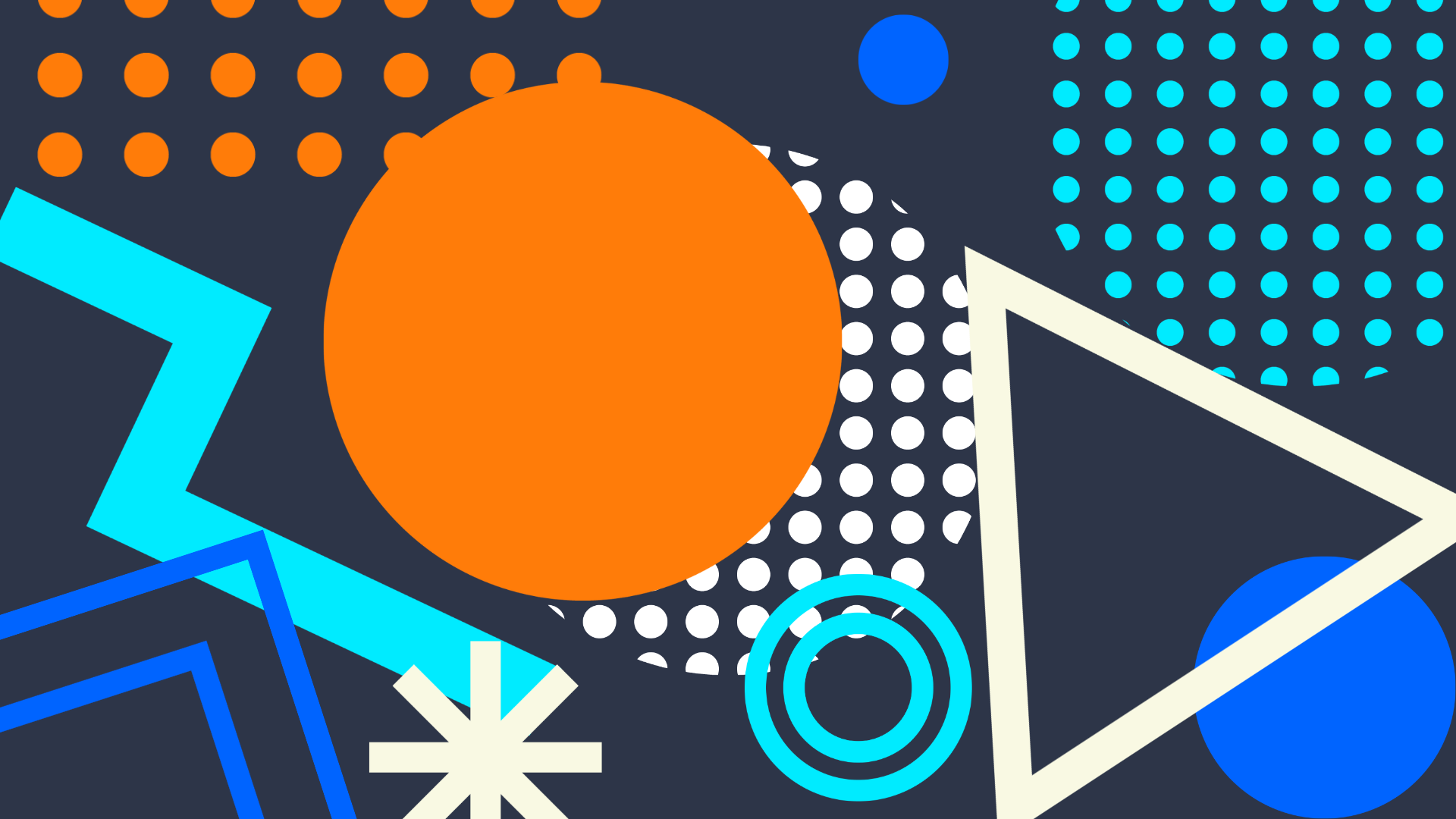 Abstract graphic of shapes and lines on dark blue background