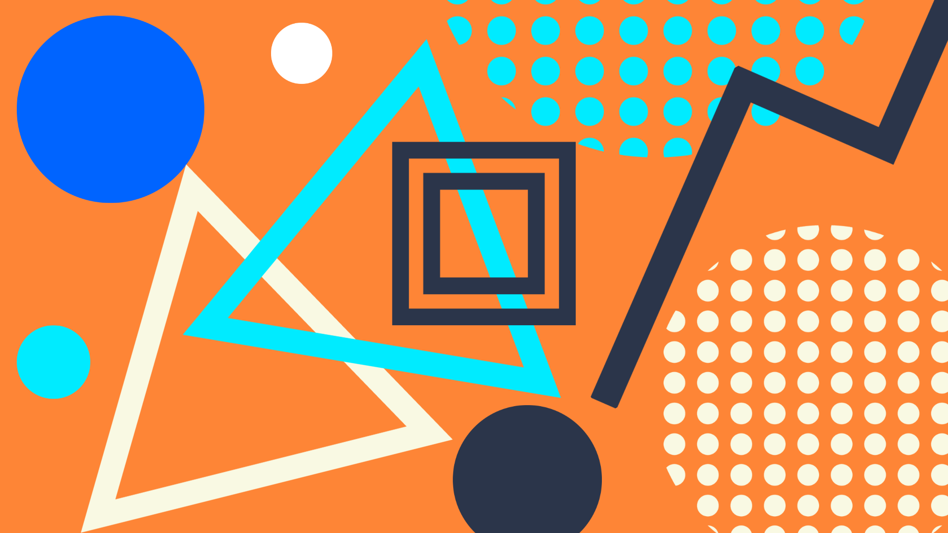 Abstract graphic of geometrical shapes on orange background