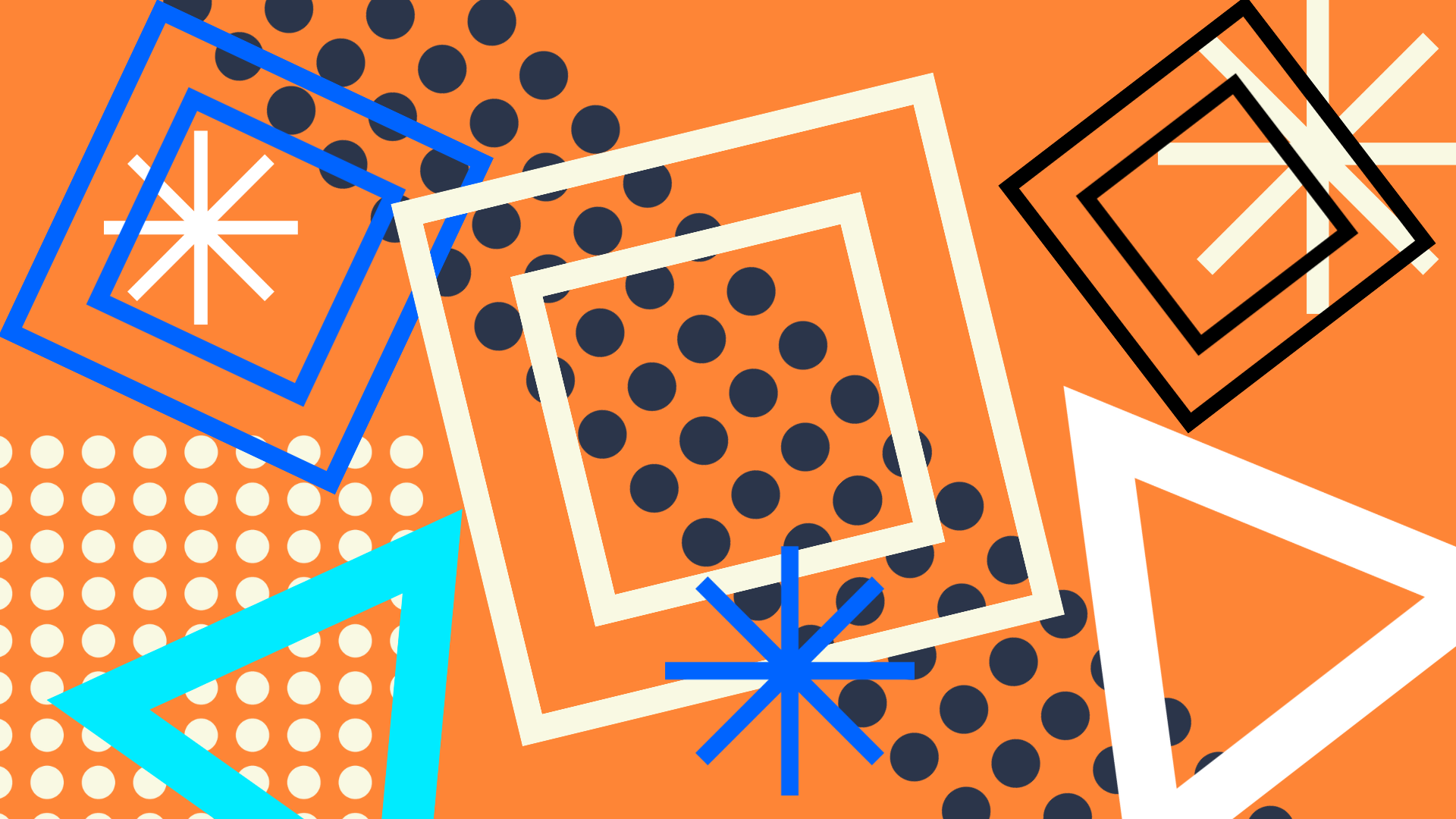 Abstract graphic of geometrical shapes on orange background