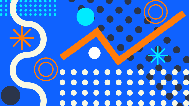 Abstract lines and shapes on blue background