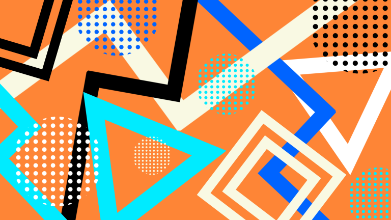 Abstract lines and shapes on orange background