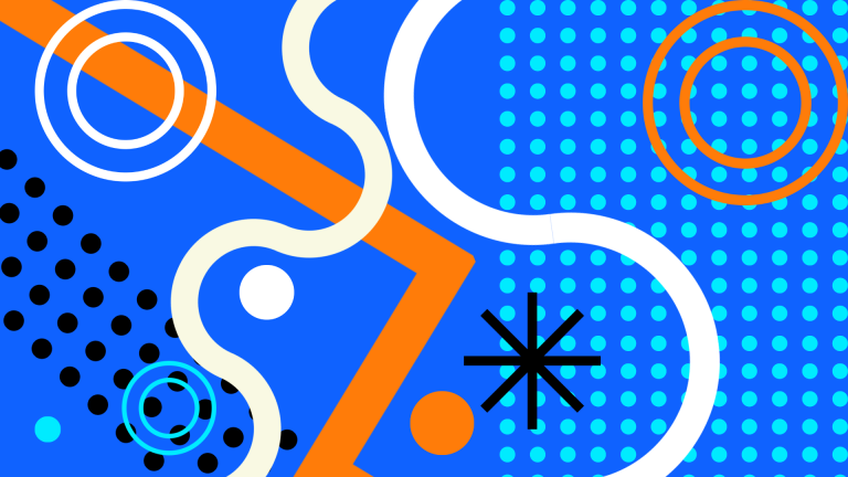 Abstract graphic of dots and lines on blue background