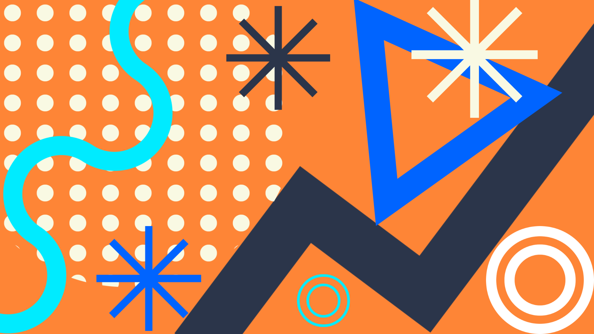 Dots, stars, and lines on orange background