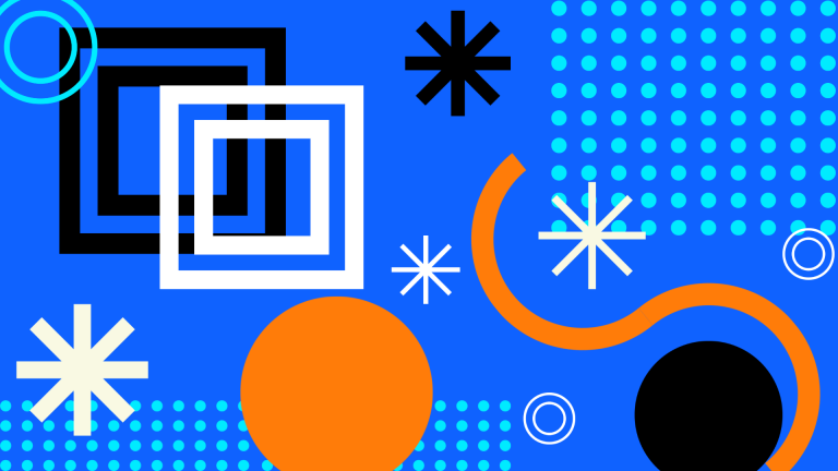 Shapes and stars on blue background