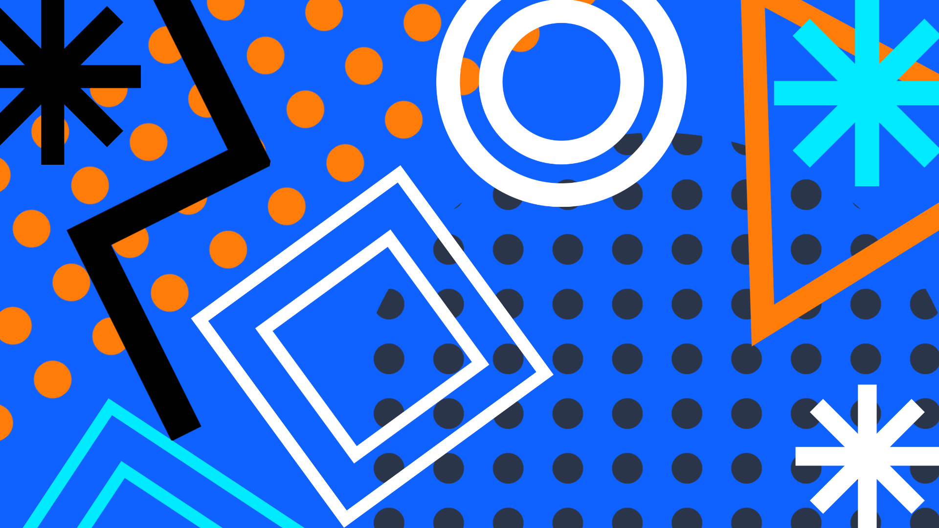 Stars and geometrical shapes on blue background