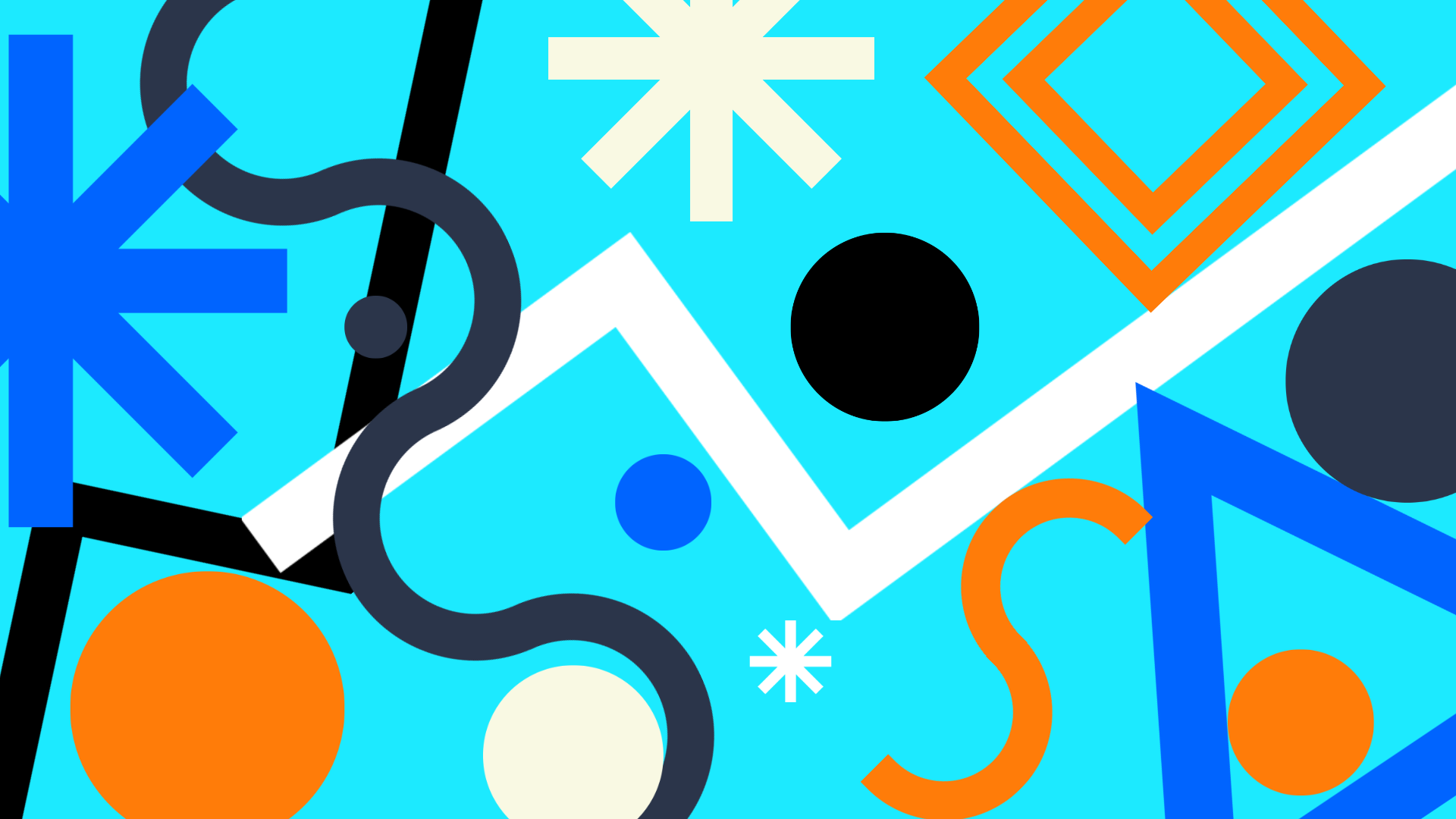 Lines and shapes on light blue background