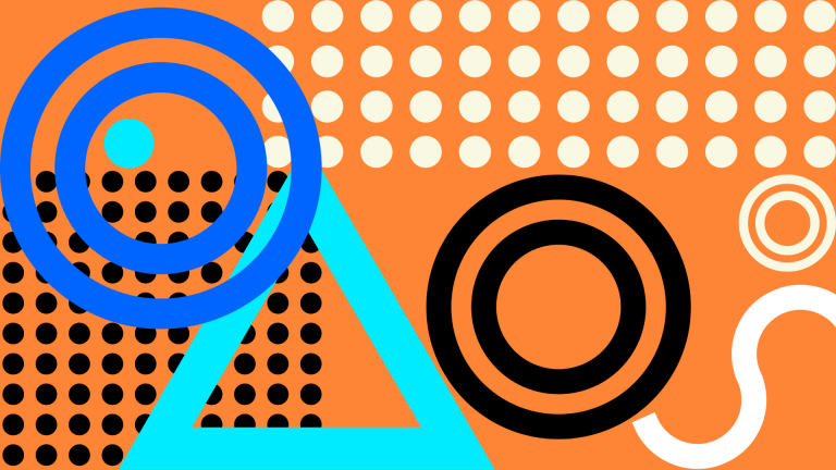 Geometrical shapes on orange background
