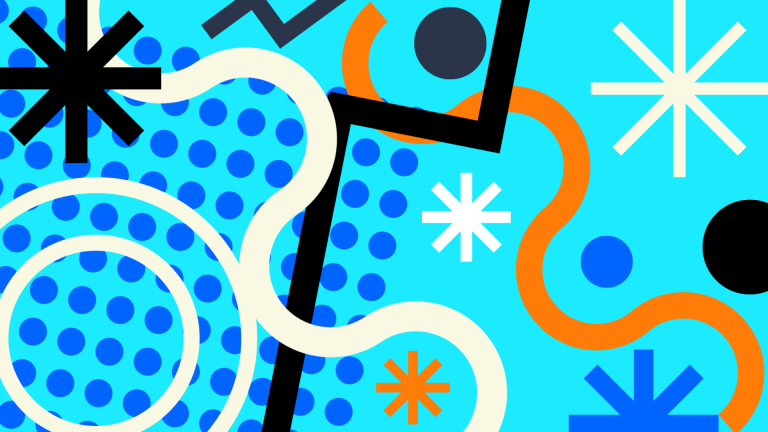 dots, stars and lines on light blue background