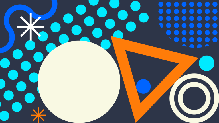 Circles and shapes on dark blue background