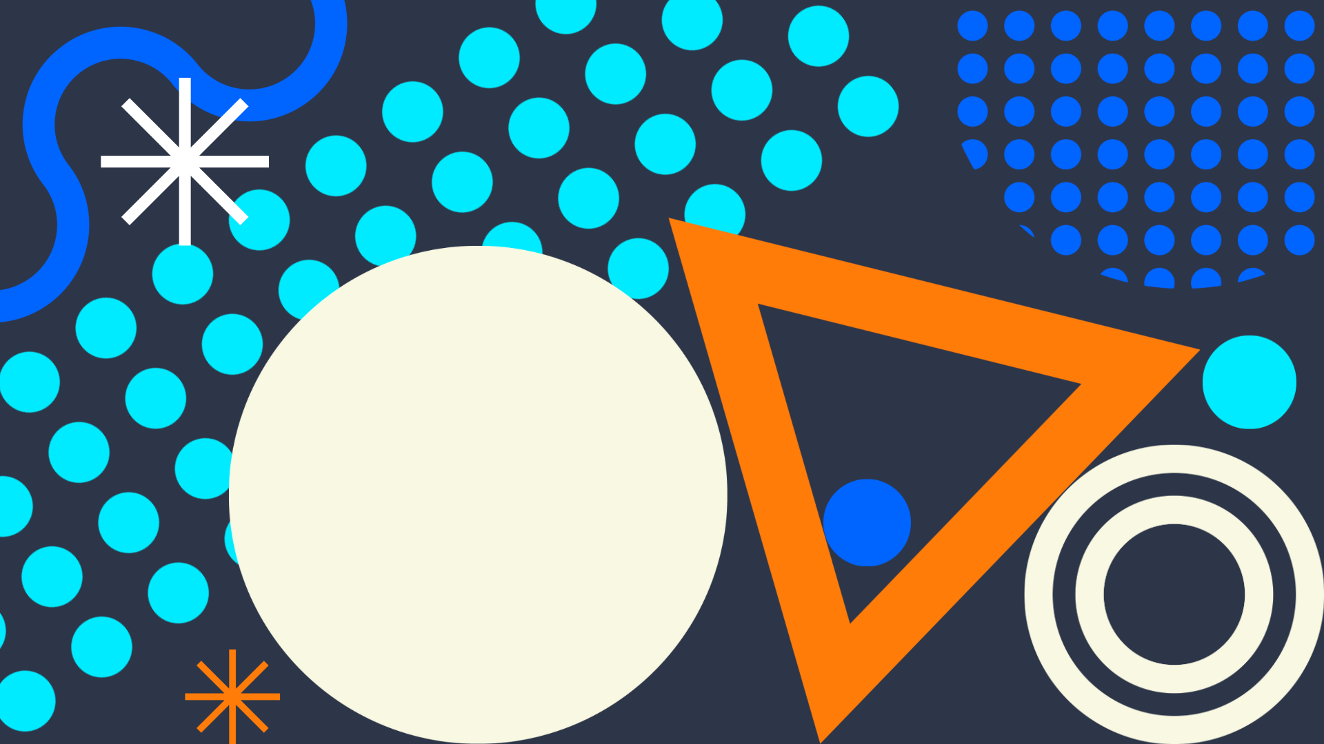 Circles and shapes on dark blue background