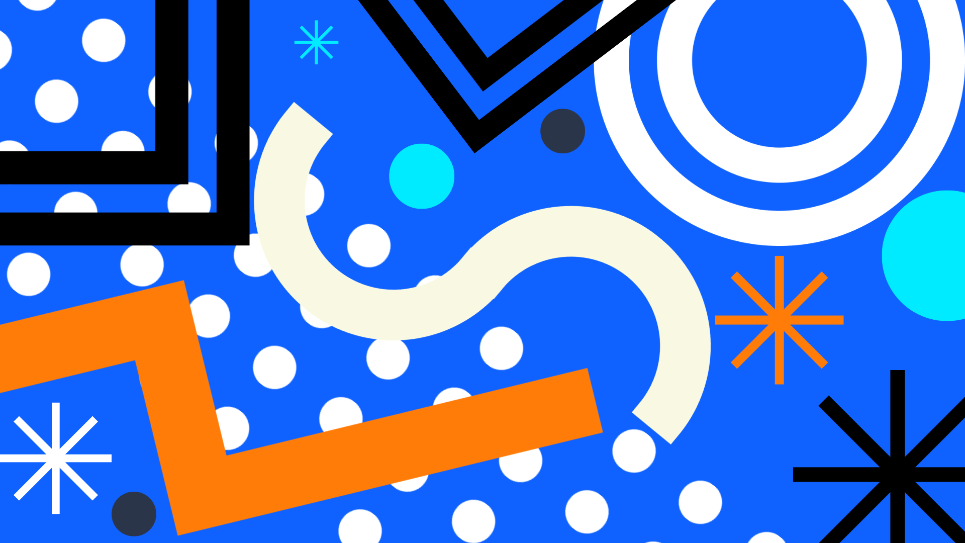 Stars, lines, and shapes on blue background