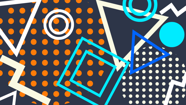 Geometrical shapes on dark blue background