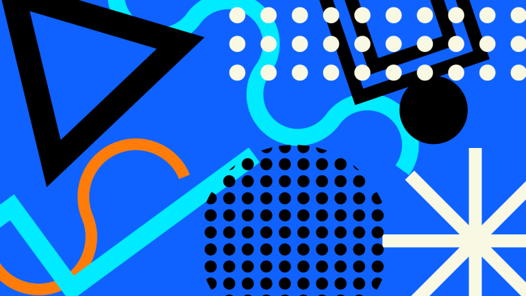 Lines and shapes on blue background