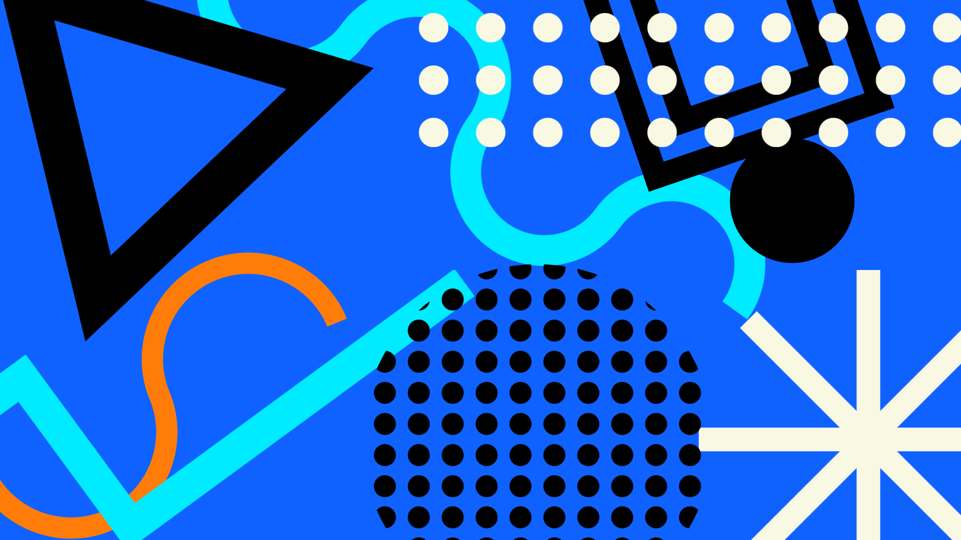 Lines and shapes on blue background