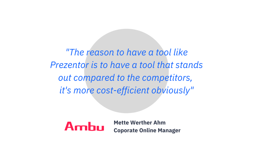 Illustration of a grey circle with the Ambu customer quote in it in blue