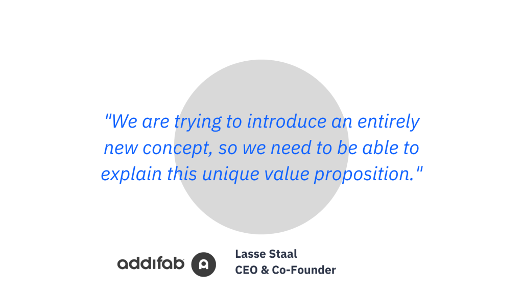 Illustration of a circle with a quote of the customer addifab in the middle