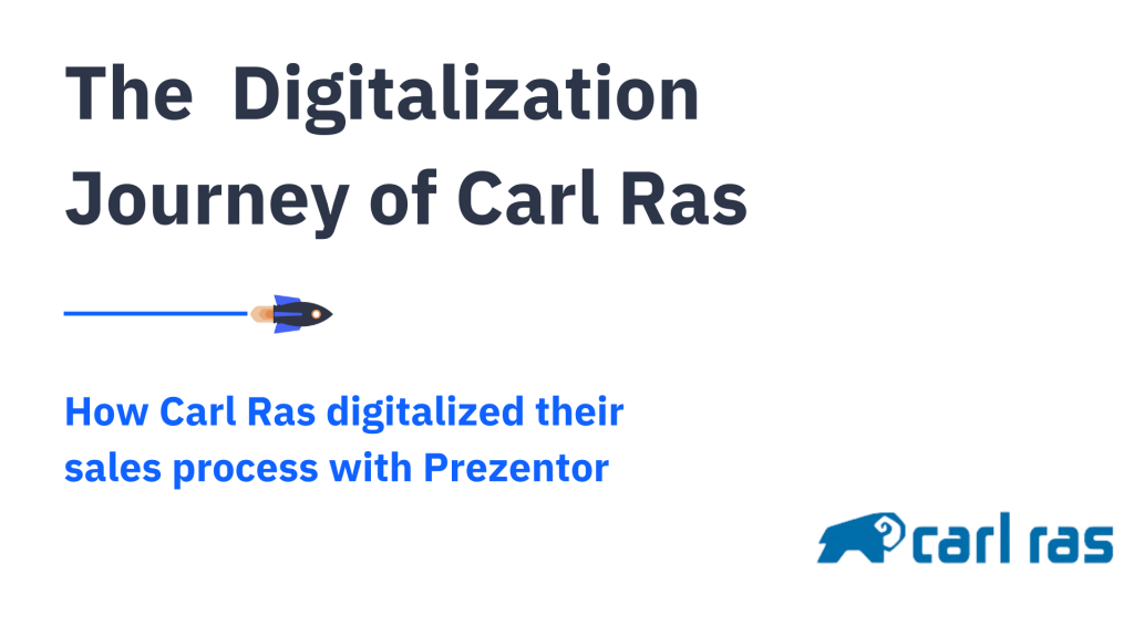 Banner with the title the digitalization journey of carl ras on it together with the carl ras logo and an illustration of a rocket