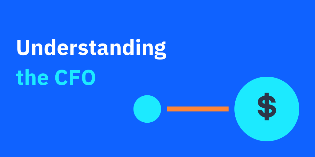 Blue banner with the headline understanding the cfo on it in white